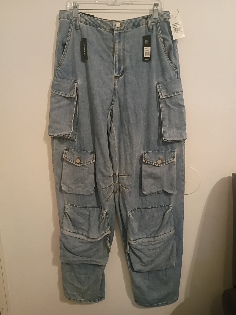 AFRM Women's Light Blue Wide-Leg Cargo Jeans Sz 29W NWT